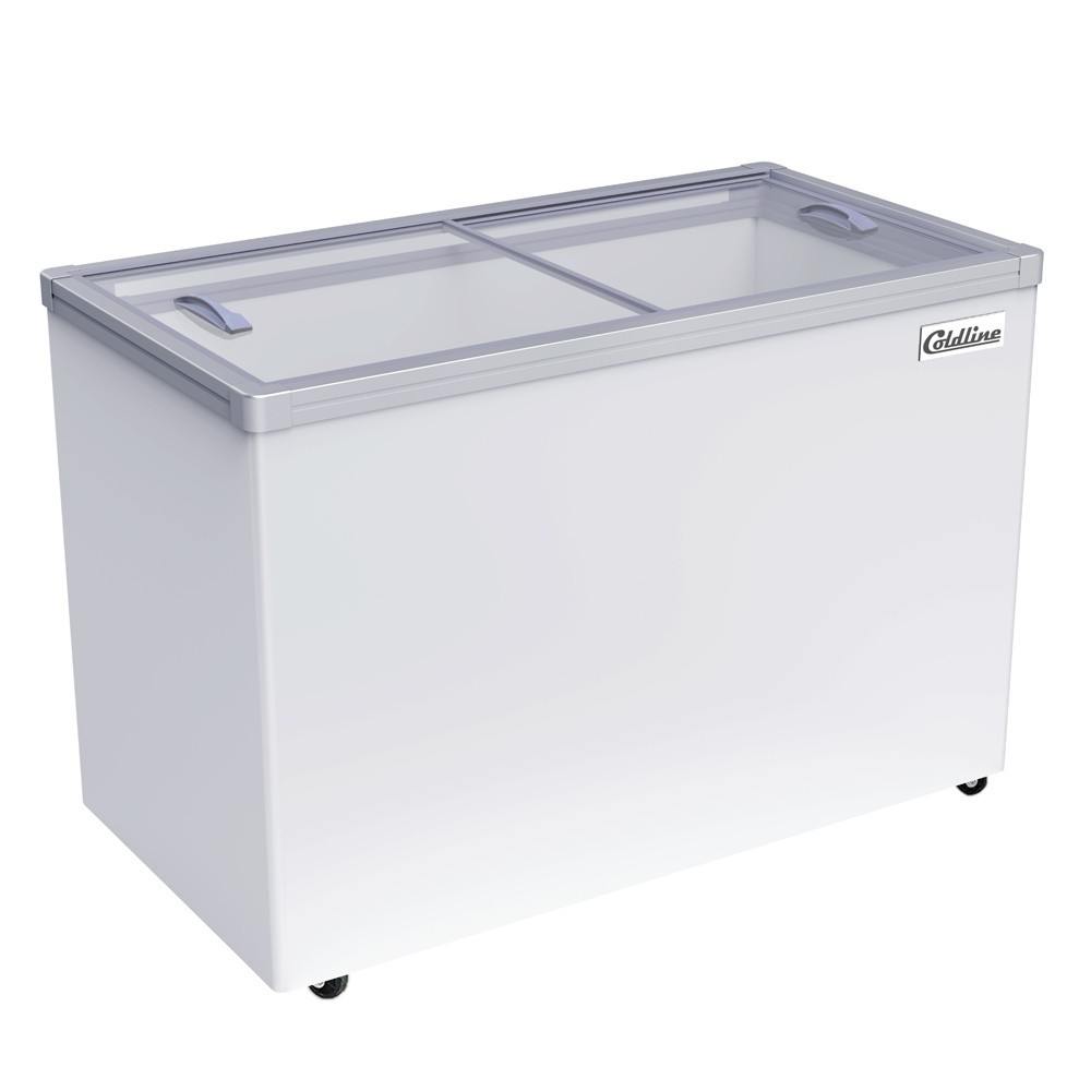 54” Flat Glass Top Ice Cream Freezer, 4 Baskets. 13 cu ft.