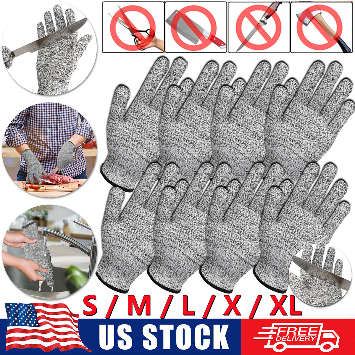 Protective Cut Resistant Gloves Level 5 Certified Safety Meat Cut Wood Carving