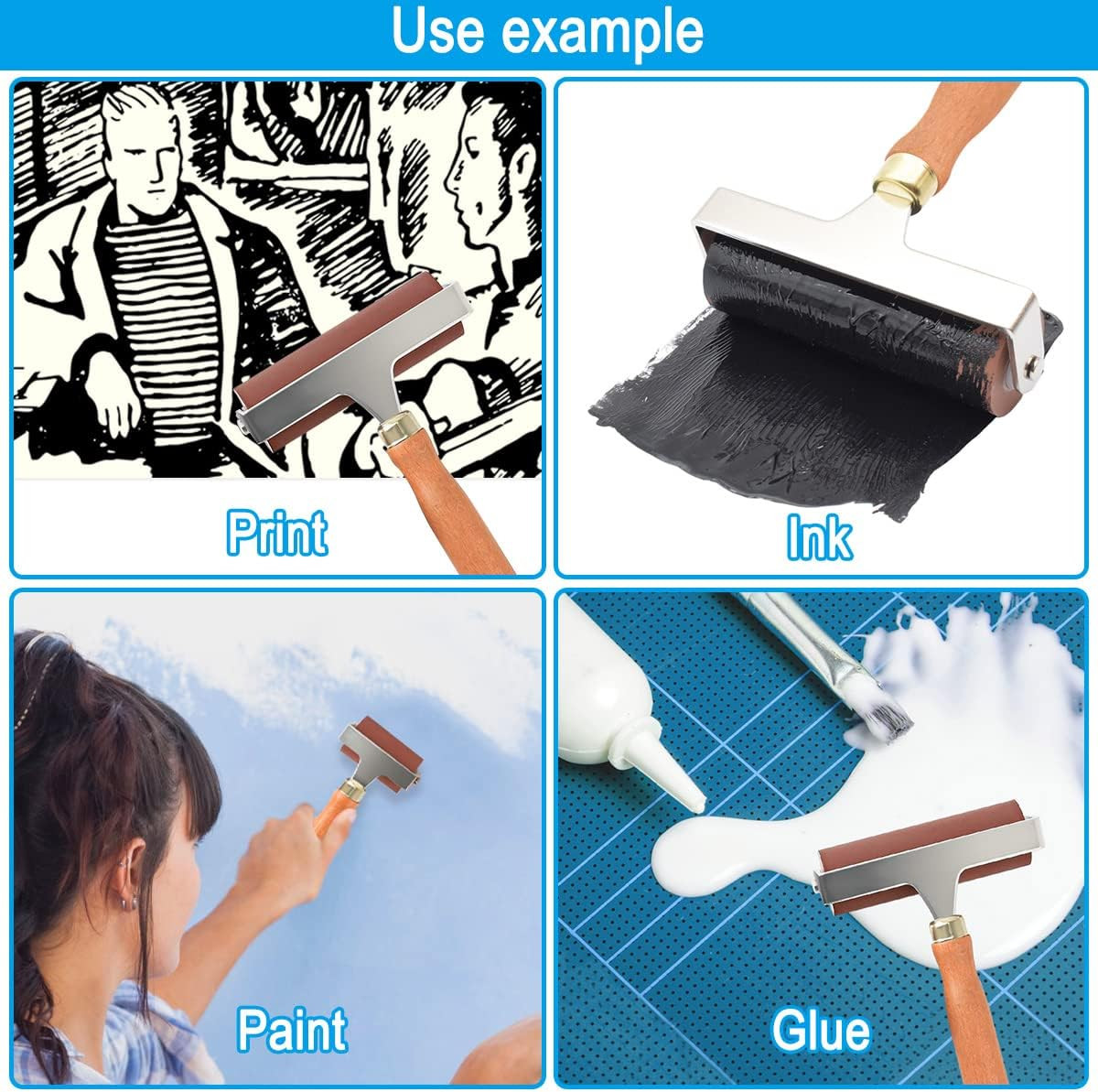 Soft Rubber Roller, Brayer Ideal for anti Skid Tape Construction Tools, Print,