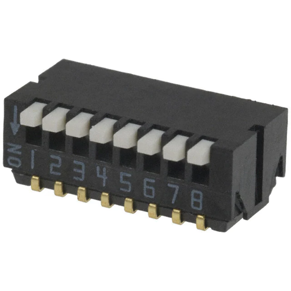 CHP-081TA Dip Switch SPST 8 Position Surface Mount, Right Angle Piano Actuator 1