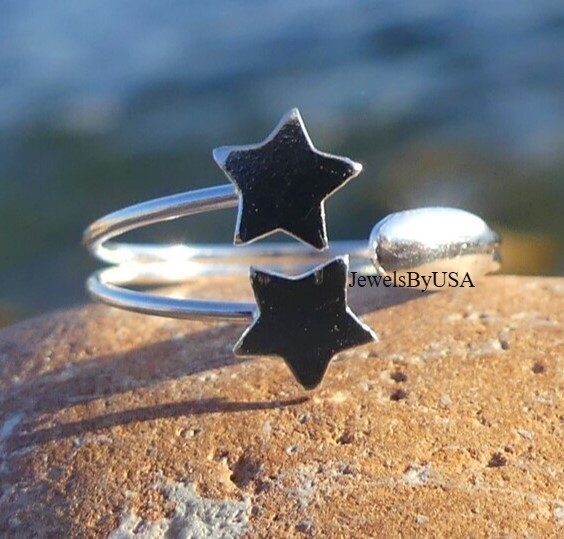 Double Star Solid 925 SS Fashionable Adjustable Valentine's Toe Ring For Womens