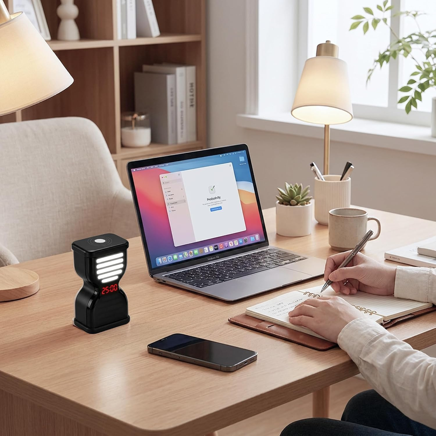 Pomodoro Timer for Productivity, Visual Countdown with Light Flow, Flip Timer 25