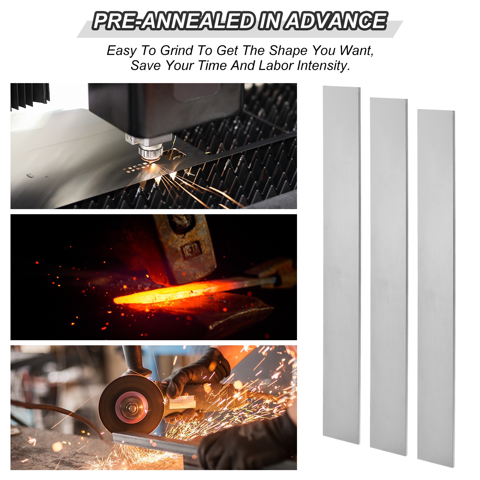 11176 Steel for Knife Making Steel, 8 Pack 12" x 1-1/2" x 1/8" Steel Flat Bar
