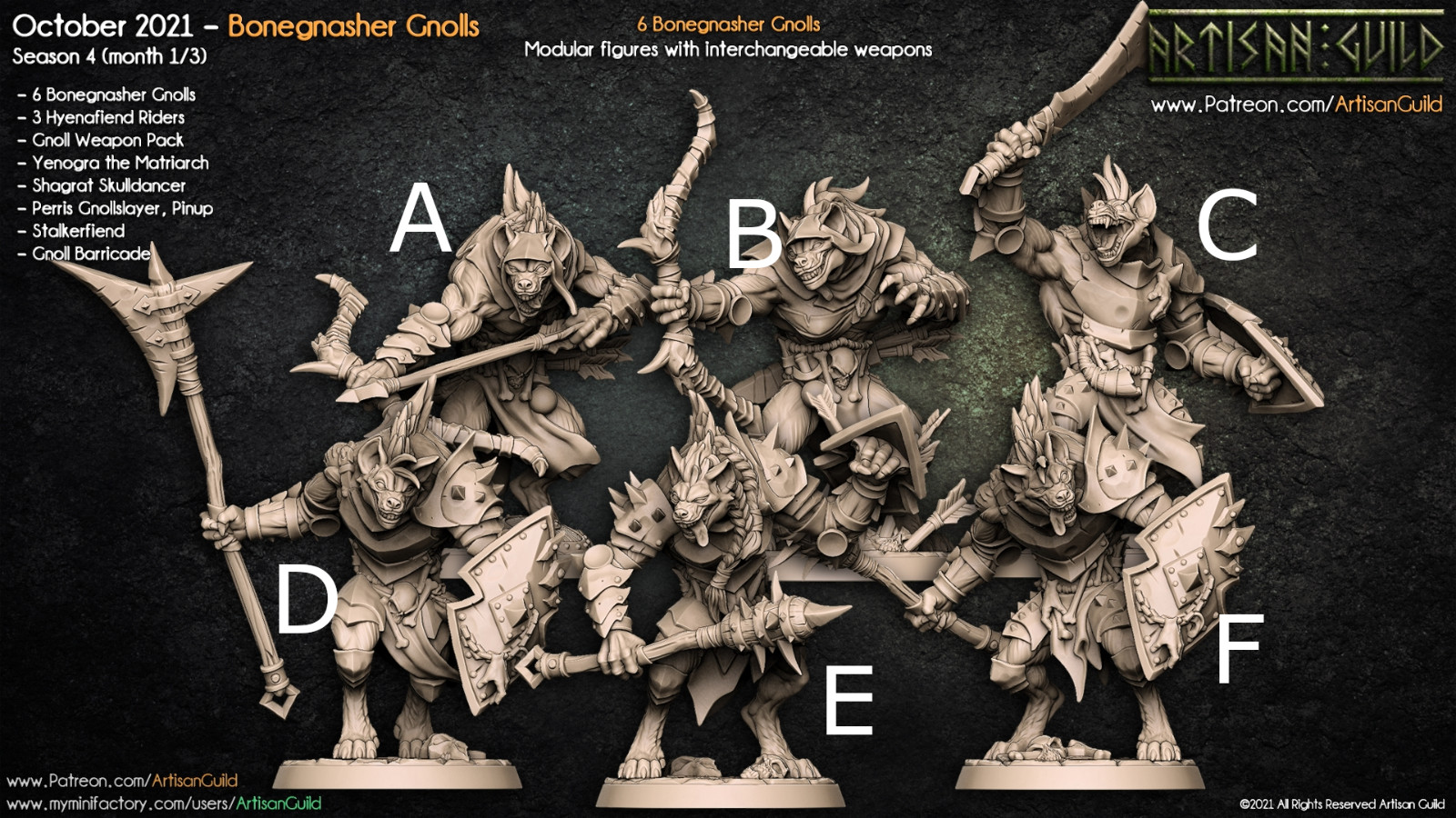 Bonegnasher Gnolls - Artisan Guild - DnD Tabletop Games - Resin Miniature