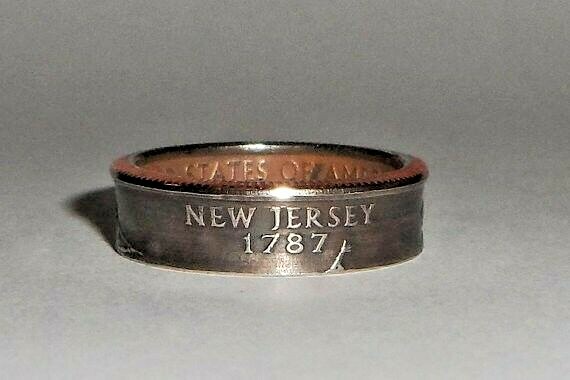 "Sealed" NEW JERSEY US STATE QUARTER handmade coin ring or pendant size 4-14