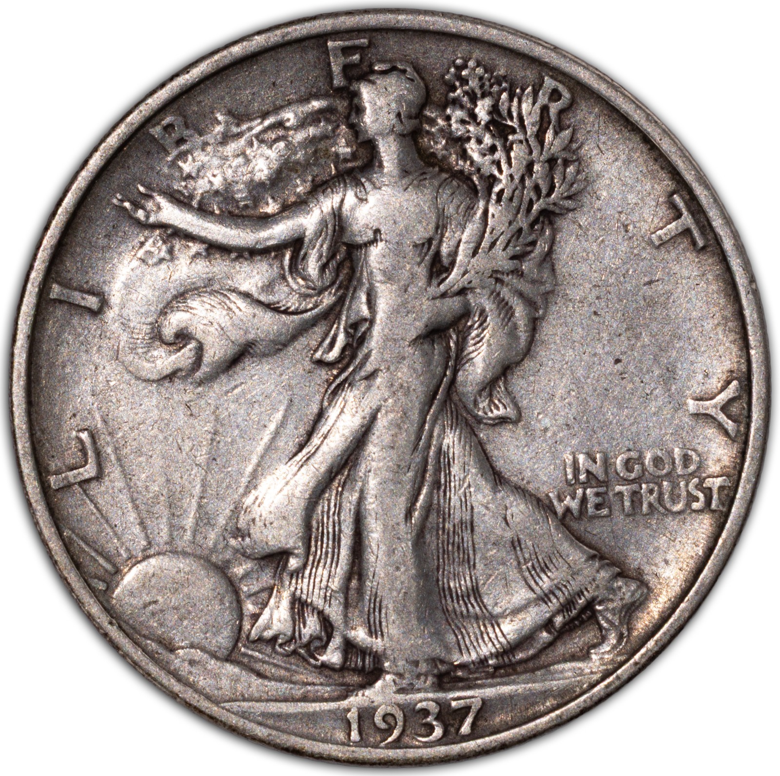 1937-S Extremely Fine Walking Liberty Silver Half Dollar 50c San Francisco XF+