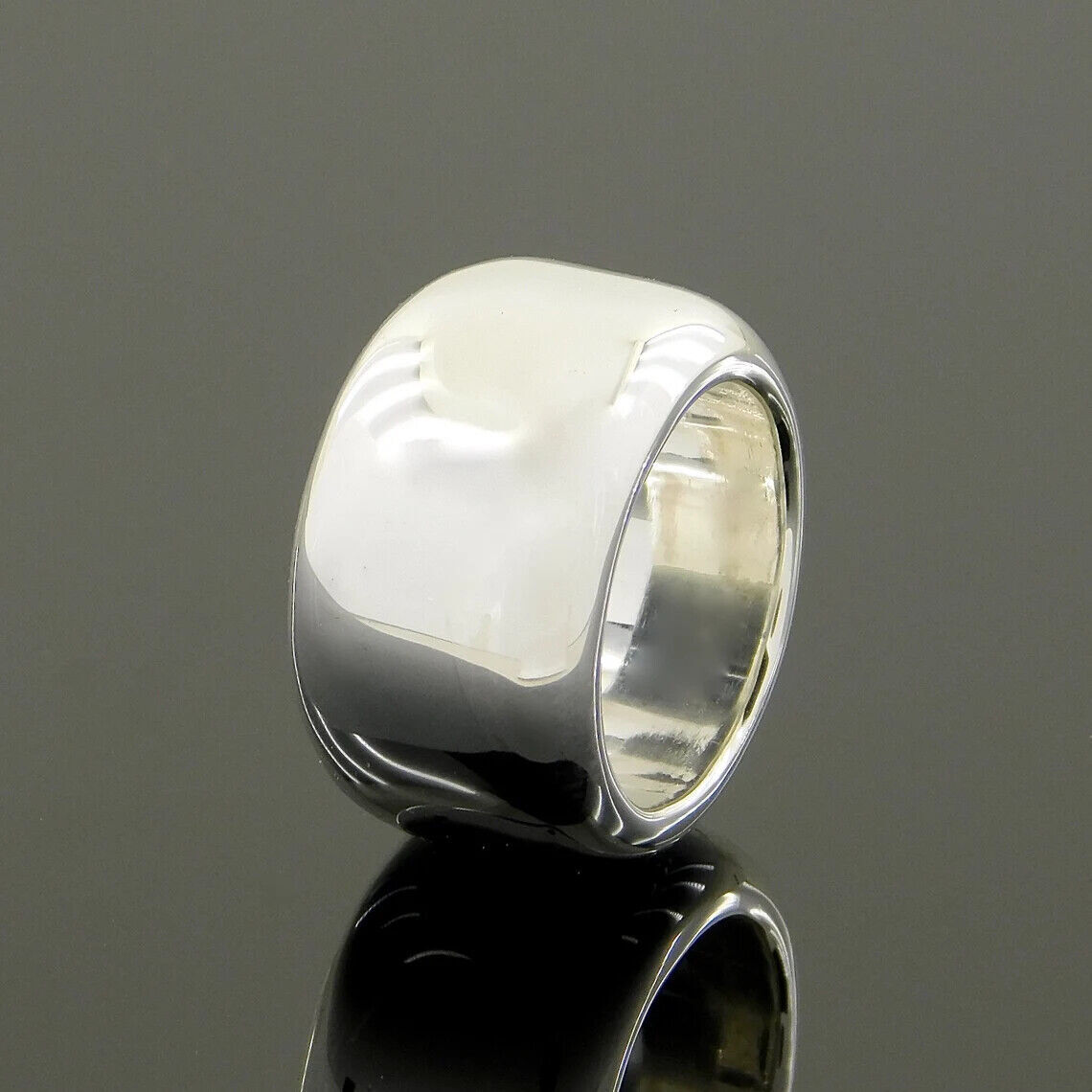 Solid Heavy Chunky Mens Band Ring 925 Silver Dome Ring Simple Wide Band All Size