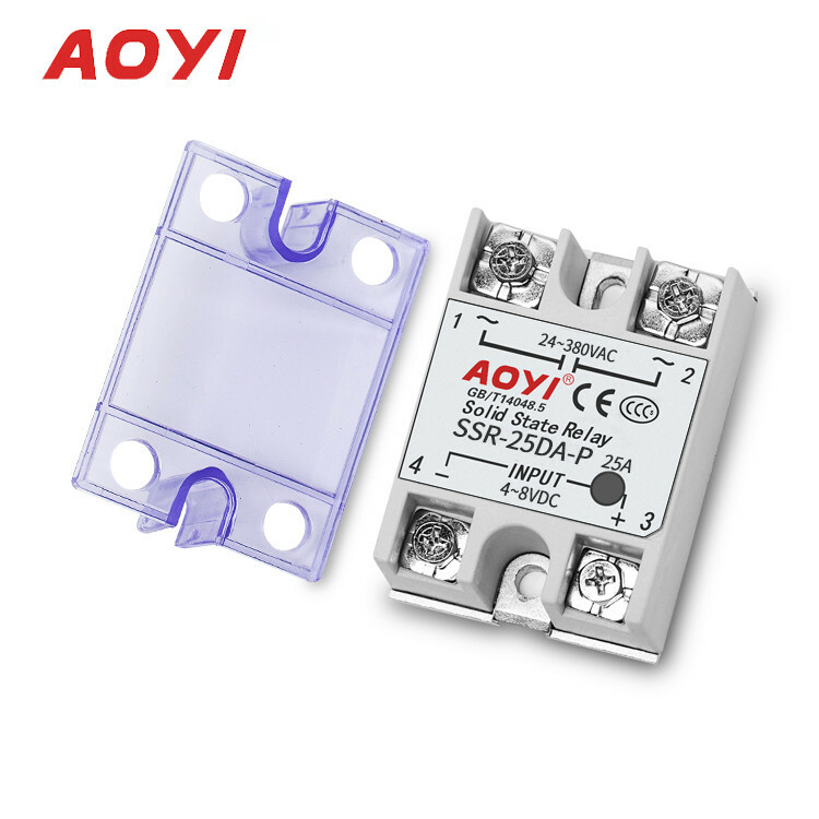 AOYI SSR-25DA-P Single Phase Solid State Relay Voltage Regulator 25A DC-AC