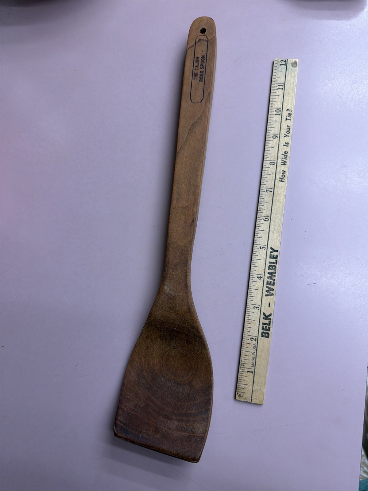 Large Wood Cajun Roux Spoon 16 inch Heavy Duty Wooden Stir Paddle Good Used!