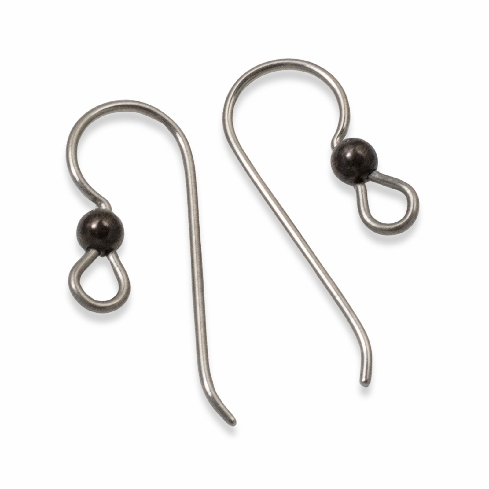 10 Gray Niobium Hypoallergenic Earring Hooks with Black Bead Accent