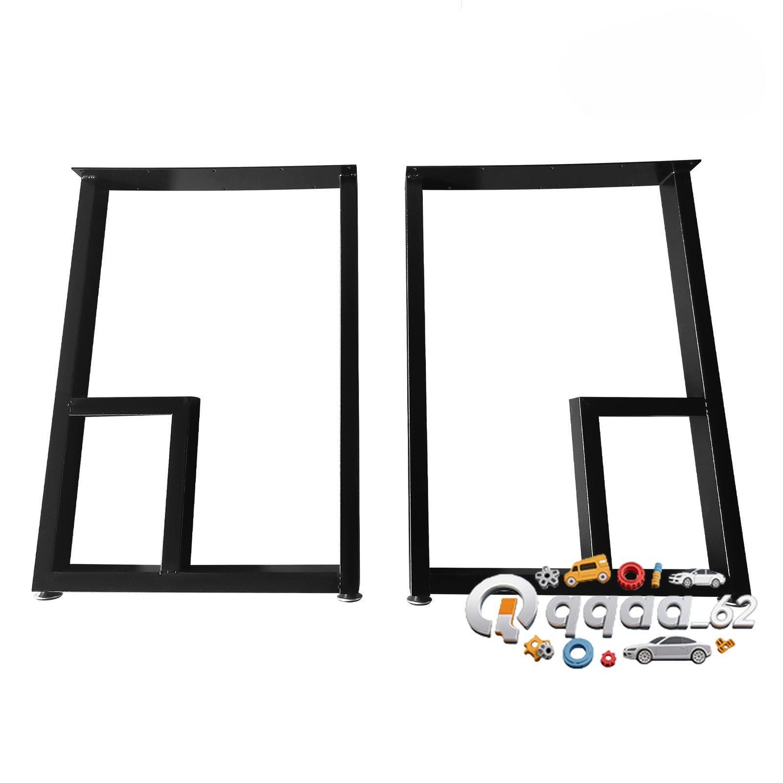2 * Metal Table Legs Furniture Legs Square Reinforced With Foot Pads 20*2*28 In