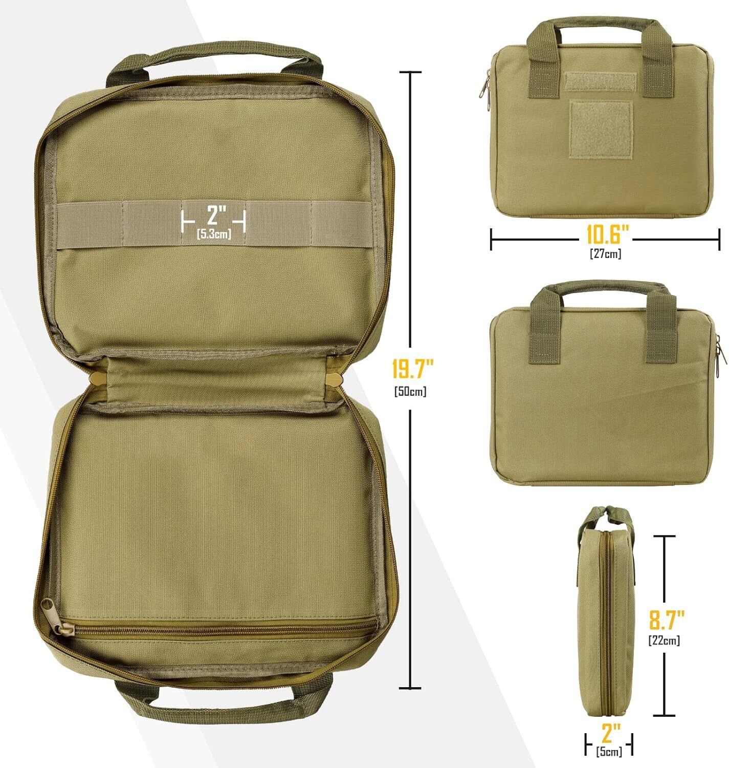 Pistol Soft Case Handgun Tactical Range Bag Gun Pouch Shooting Lockable Storage