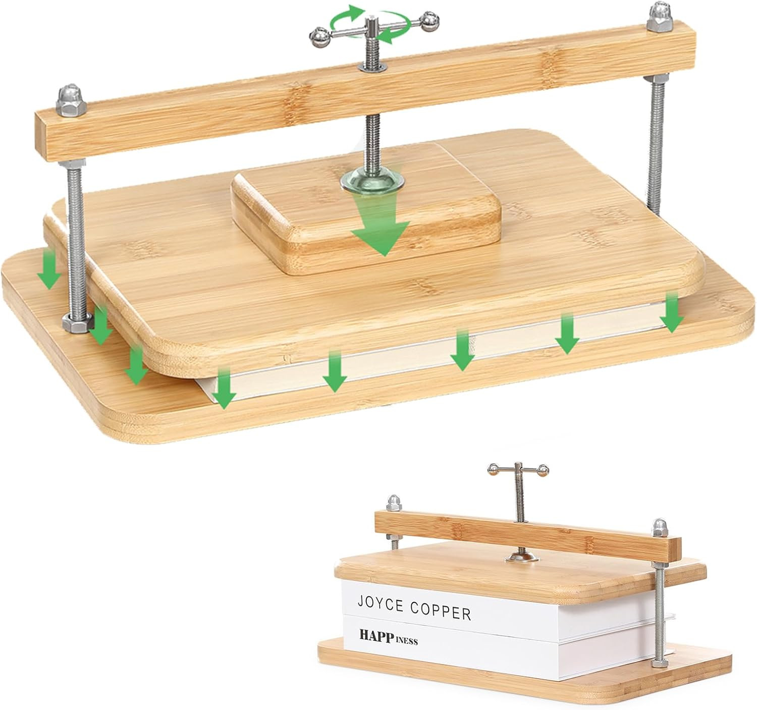 Book Press, 11 * 7.9 in Bamboo Wooden Book Binding, Portable Books Binding for D