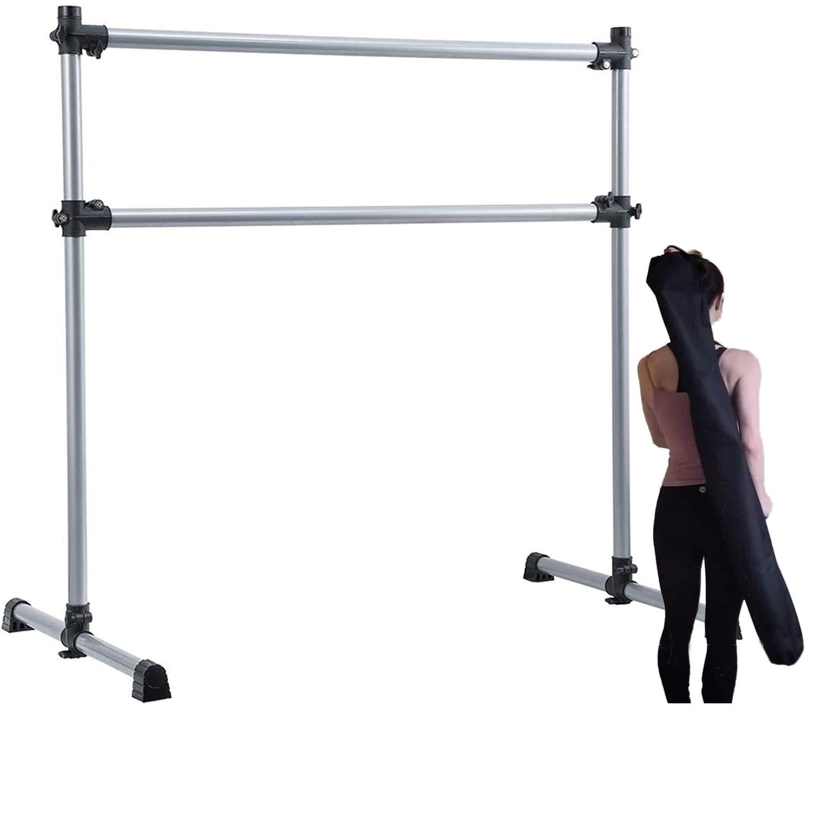 UMEKEN Wood/Aluminum/Steel Ballet Barre 4 Foot Portable Barre Bar Home Adjust...