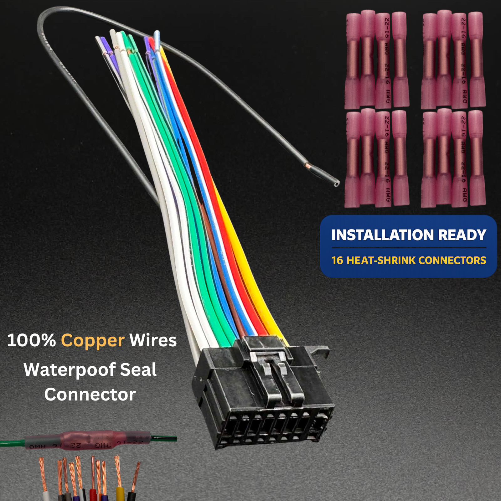 POWER WIRE HARNESS FOR KENWOOD DDX25BT DDX-25BT KIT WITH CONNECTORS