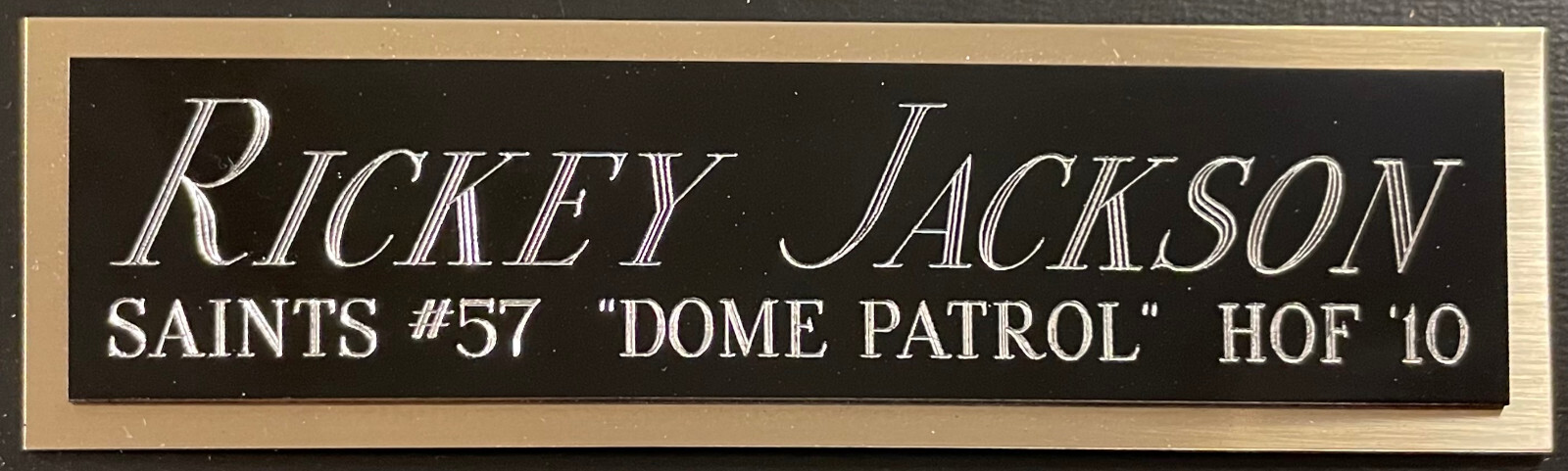 RICKEY JACKSON DOME PATROL SAINTS NAMEPLATE FOR AUTOGRAPHED FOOTBALL MINI HELMET