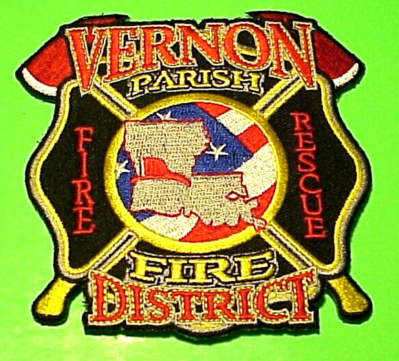 VERNON PARISH  LOUISIANA  FIRE / RESCUE   3 3/4"  FIRE DEPT  PATCH FREE SHIPPING
