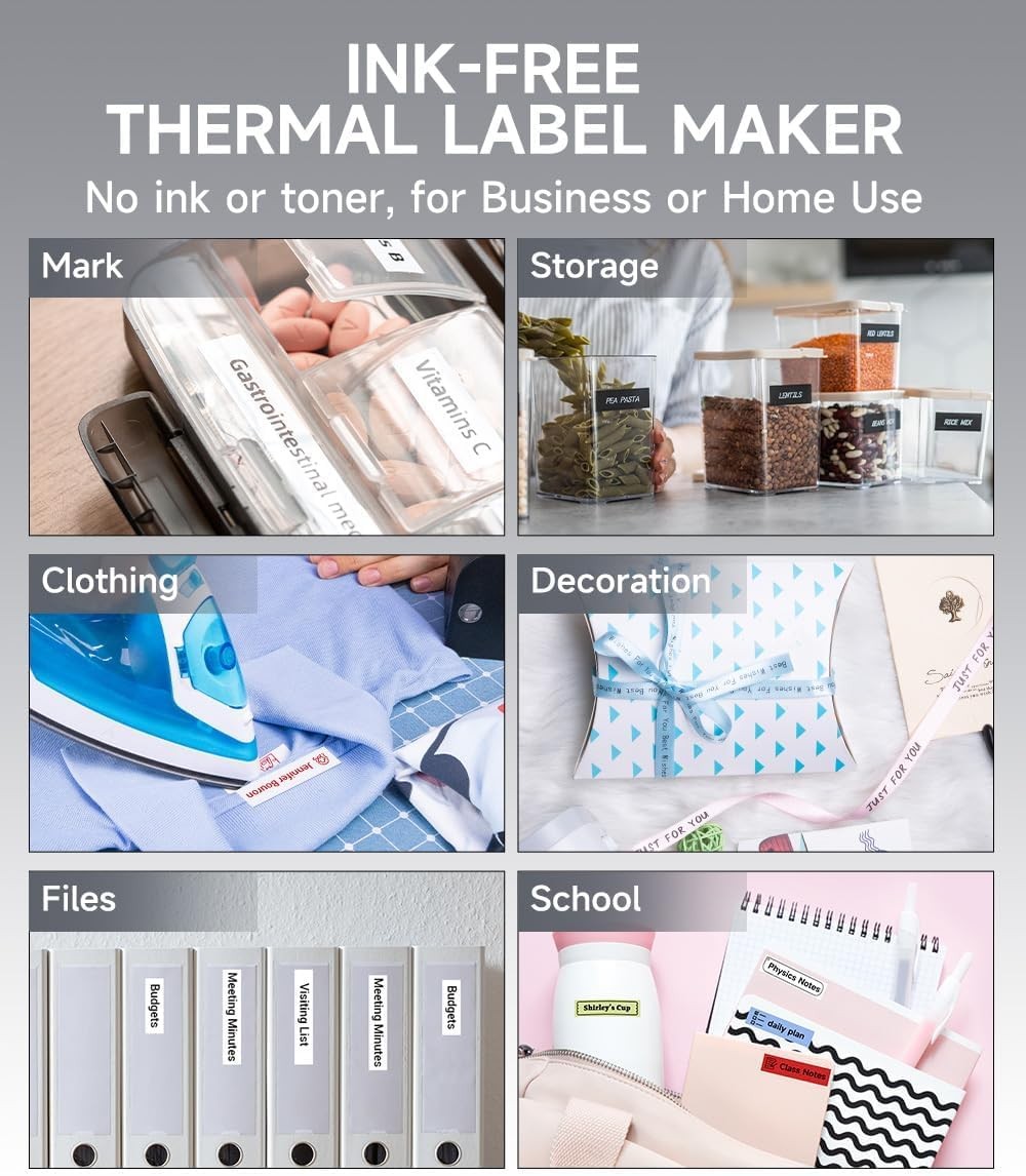 Label Maker Machine with Tape, P12 Bluetooth Small Label Maker with Multiple ...