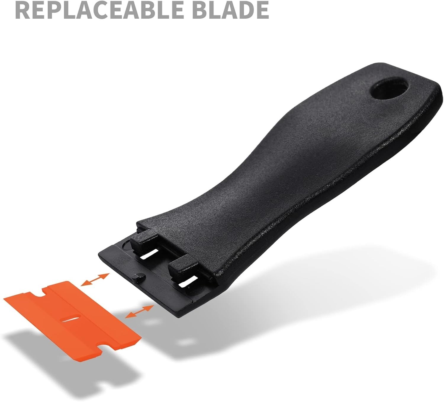 Ergonomic 1.5" Plastic Razor Scraper Tool with 10 Blades for Adhesive Removal
