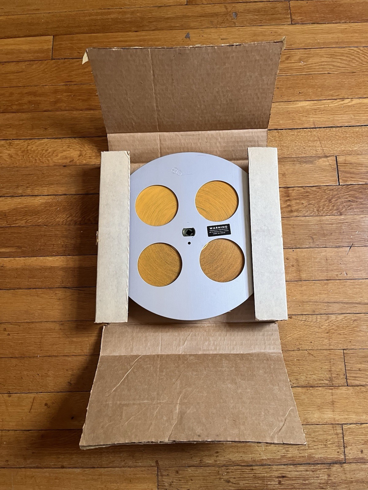 VINTAGE Yellow Blank Film Leader on 35MM 1200 ft J&R Film Co 11-1/2" Split Reel