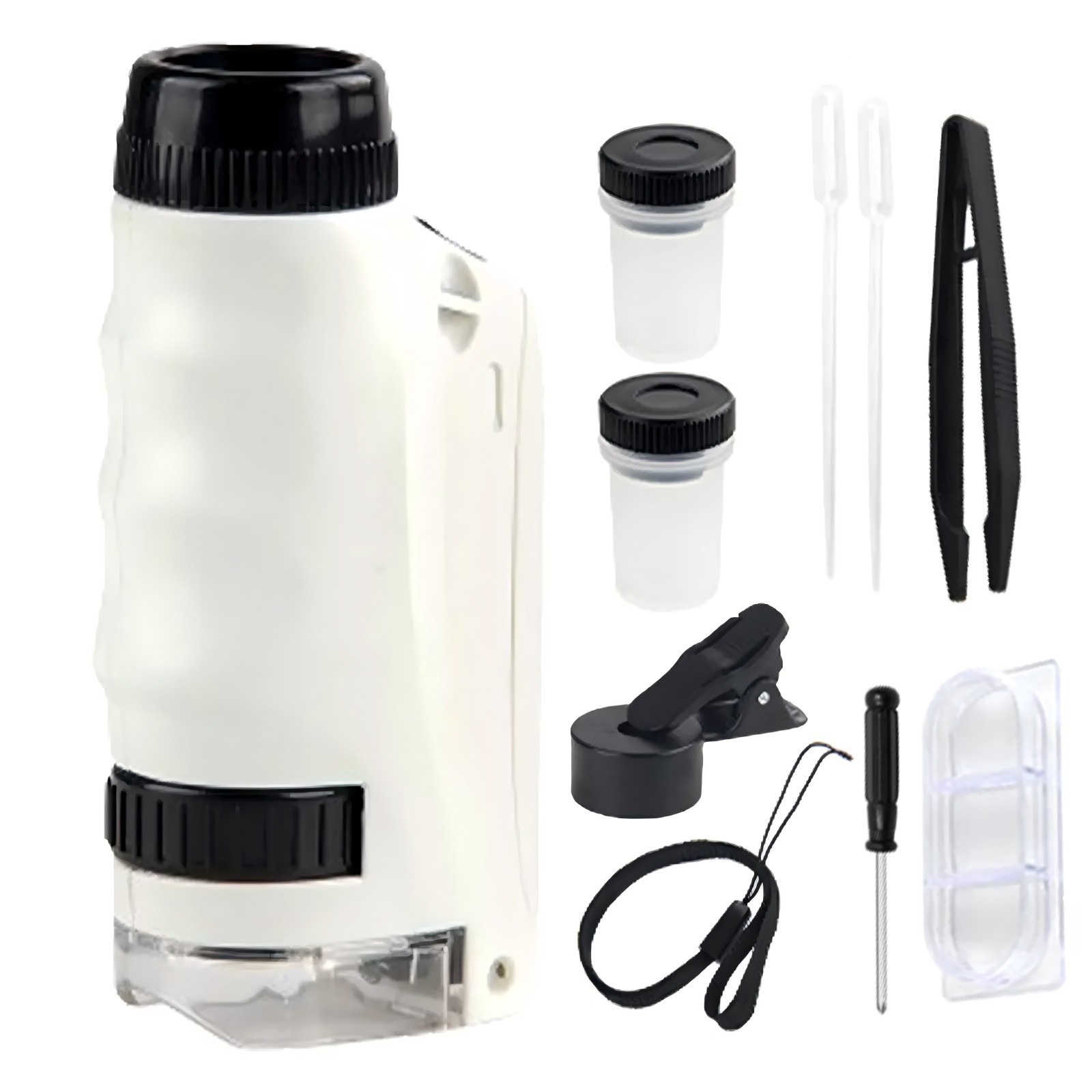 Mini Microscope For Kids Portable Microscope LED Lighting Small Handheld White