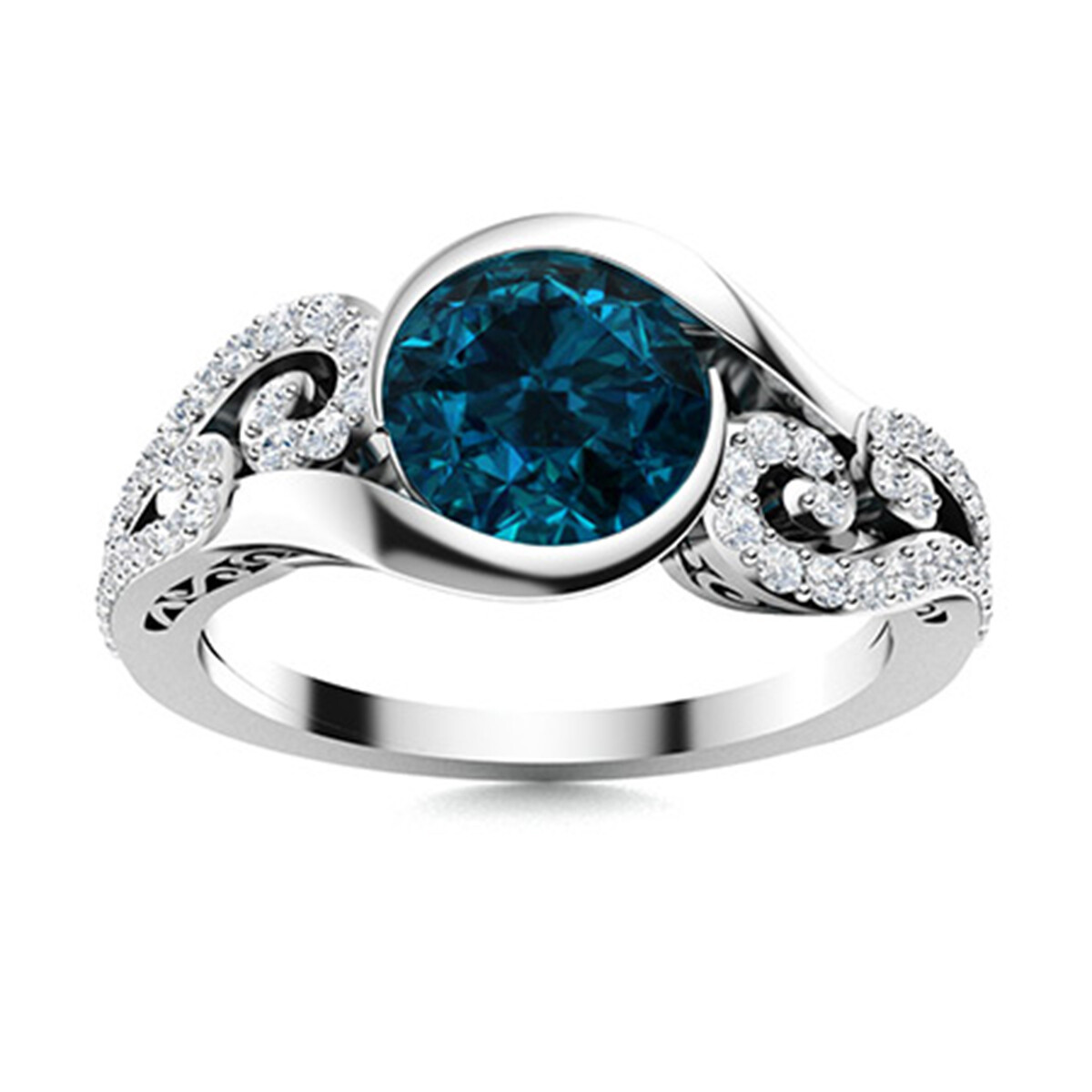 Vintage Inspired 6MM Round London Blue Topaz  Promise Ring 925 Sterling Silver