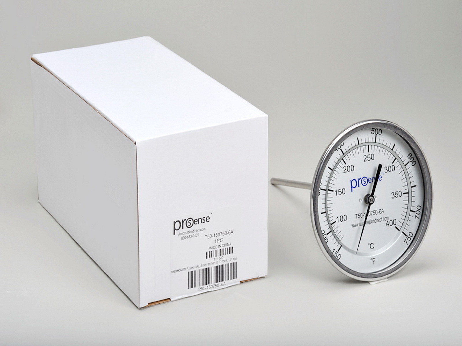 AUTOMATION DIRECT T50-150750-6A THERMOMETER 5 IN DIAL 150-750F 6 IN-STEM NIBFS