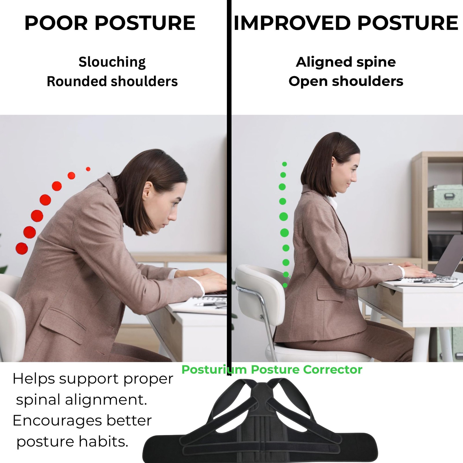 Posture Corrector for Men & – Adjustable Back Brace for Upper Back, Shoulder ...