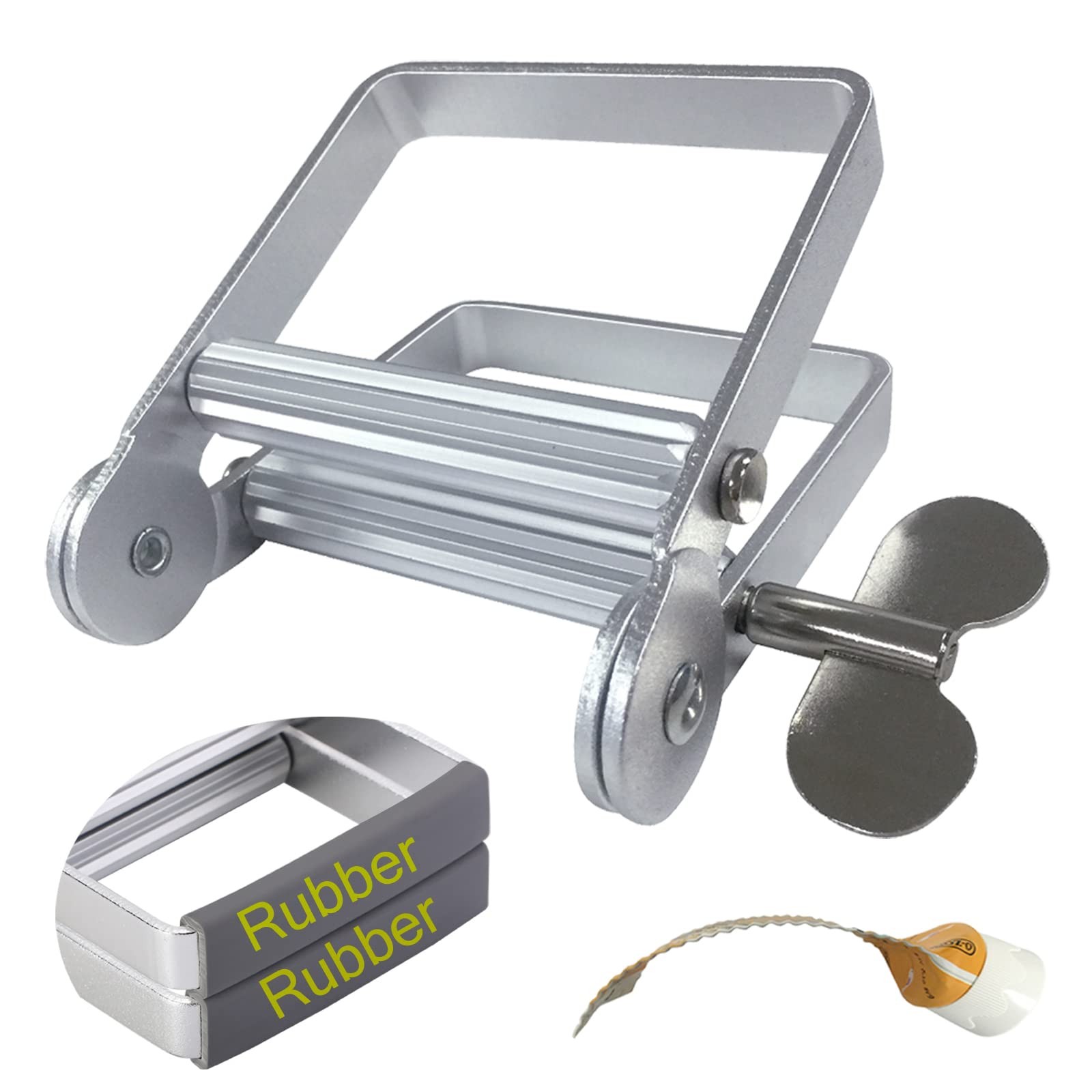 Toothpaste Squeezer, Metal Tube 1 Count (Pack of 1), Silver