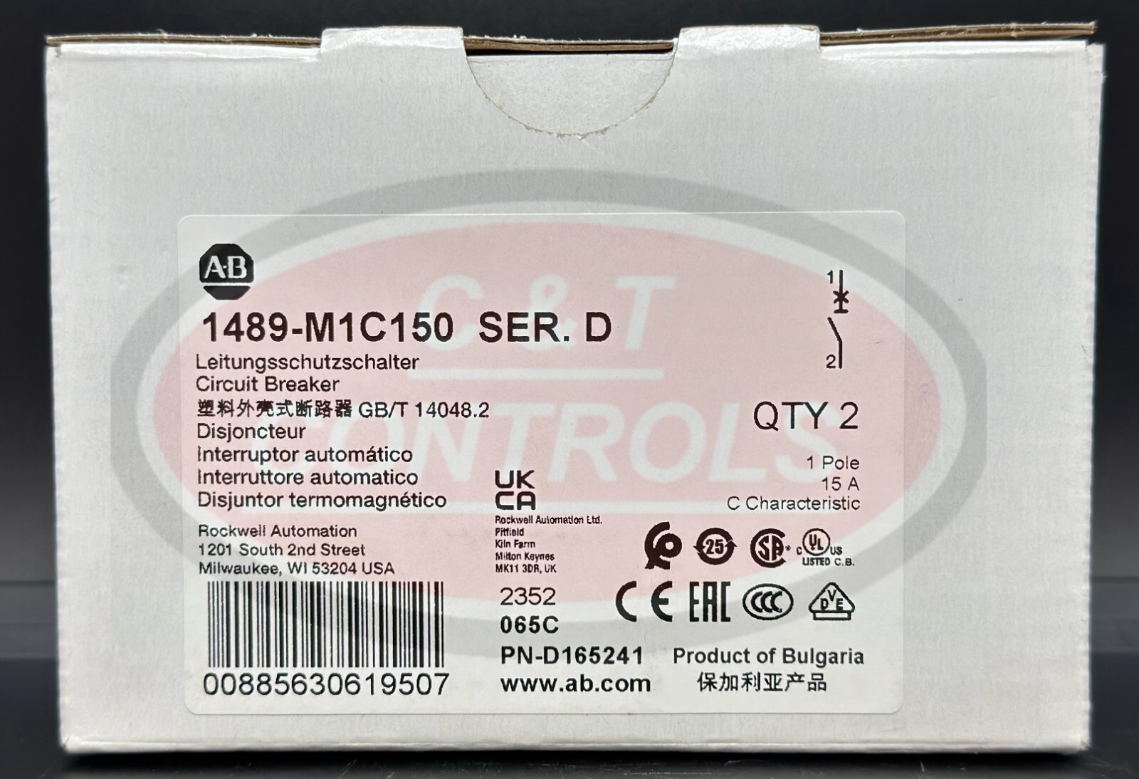 Allen Bradley 1489-M1C150 1P 15A Circuit Breaker New In Box USA Stock