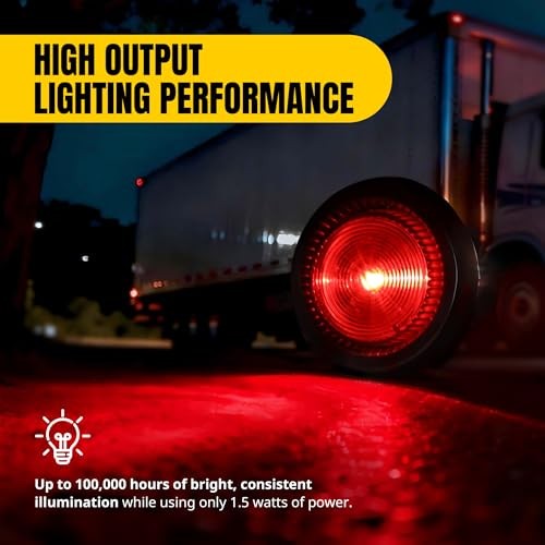 2-Inch Round LED Clearance Marker Lights - 2-Pack, P2 Rated, IP67 Red