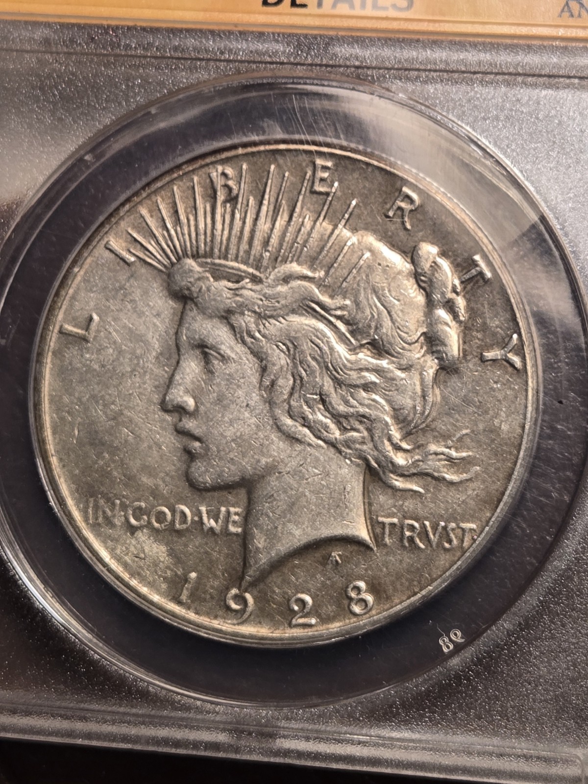 1928 P AU 55 Silver Peace Dollar Graded