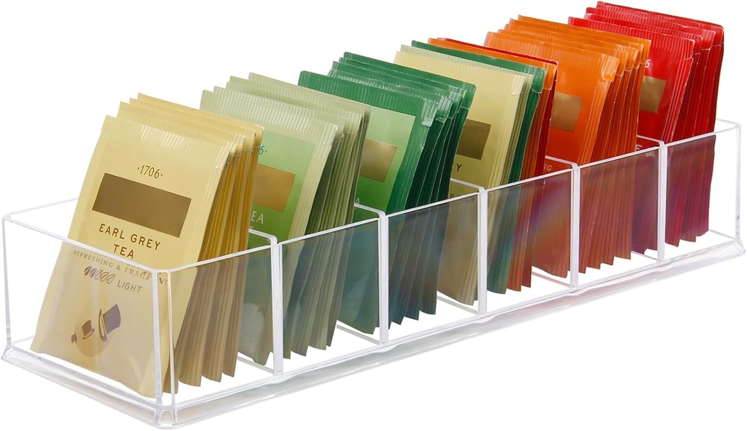 Tea Bag Organizer, Acrylic Tea Bag Holder, Clear Small Tea Packet Storage