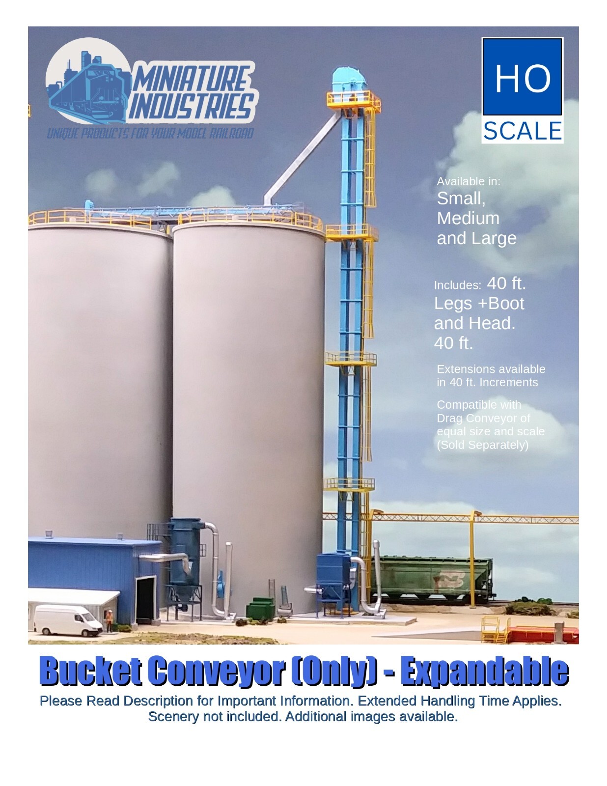 HO Scale Bucket Conveyor Kit Expandable for Grain Elevator Structures 1:87