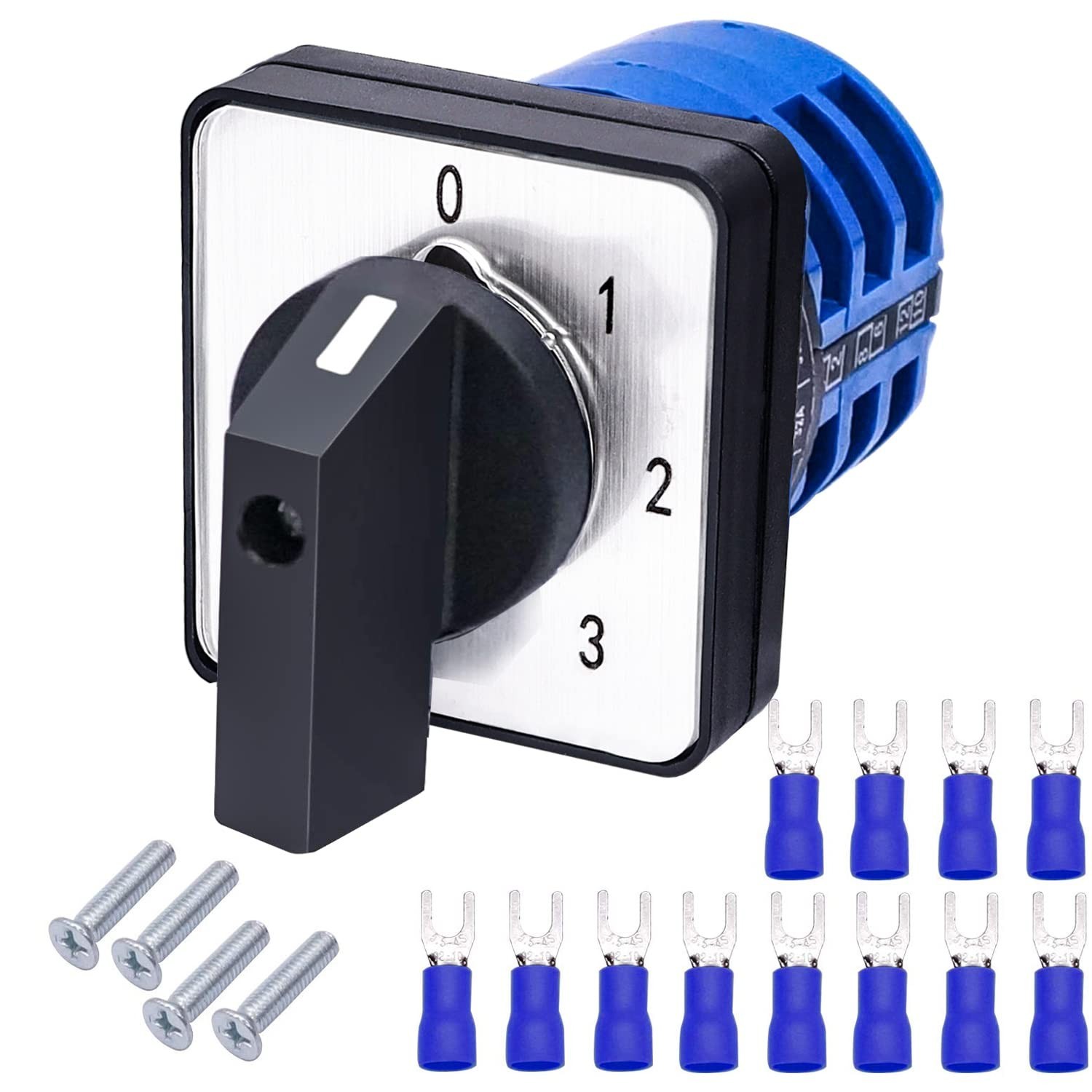 Universal 32A 690V Changeover Switch - 4 Position Latching Rotary Cam Selector +