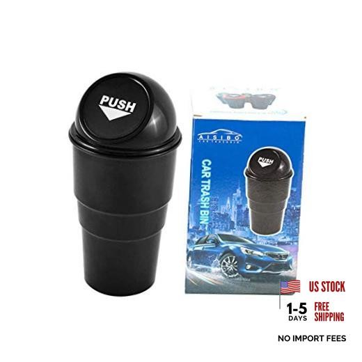 Mini Auto Garbage Can Automotive Vehicle Rubbish Bins Holder for Black 1pcs