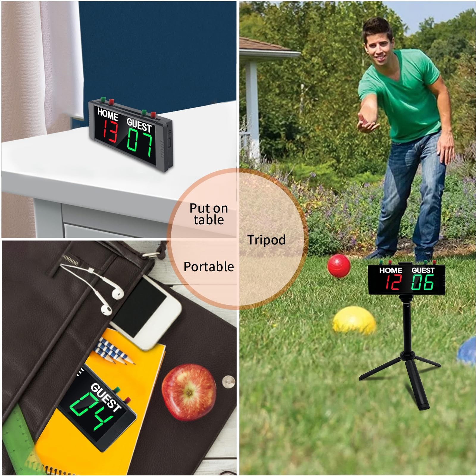 YZ Battery Powered Scoreboard Clock Timer Portable Digital Remote Electronic