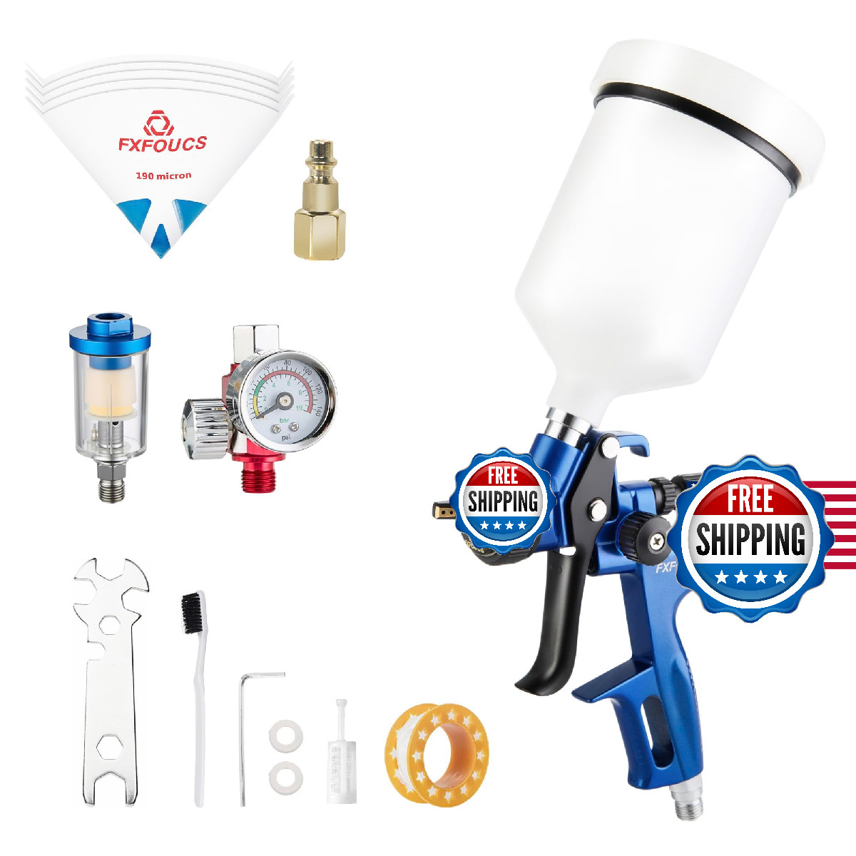 Fxfoucs Hvlp Spray Gun 1.4Mm Nozzle Car Paint Gun Premium Tool Kit Perfect For