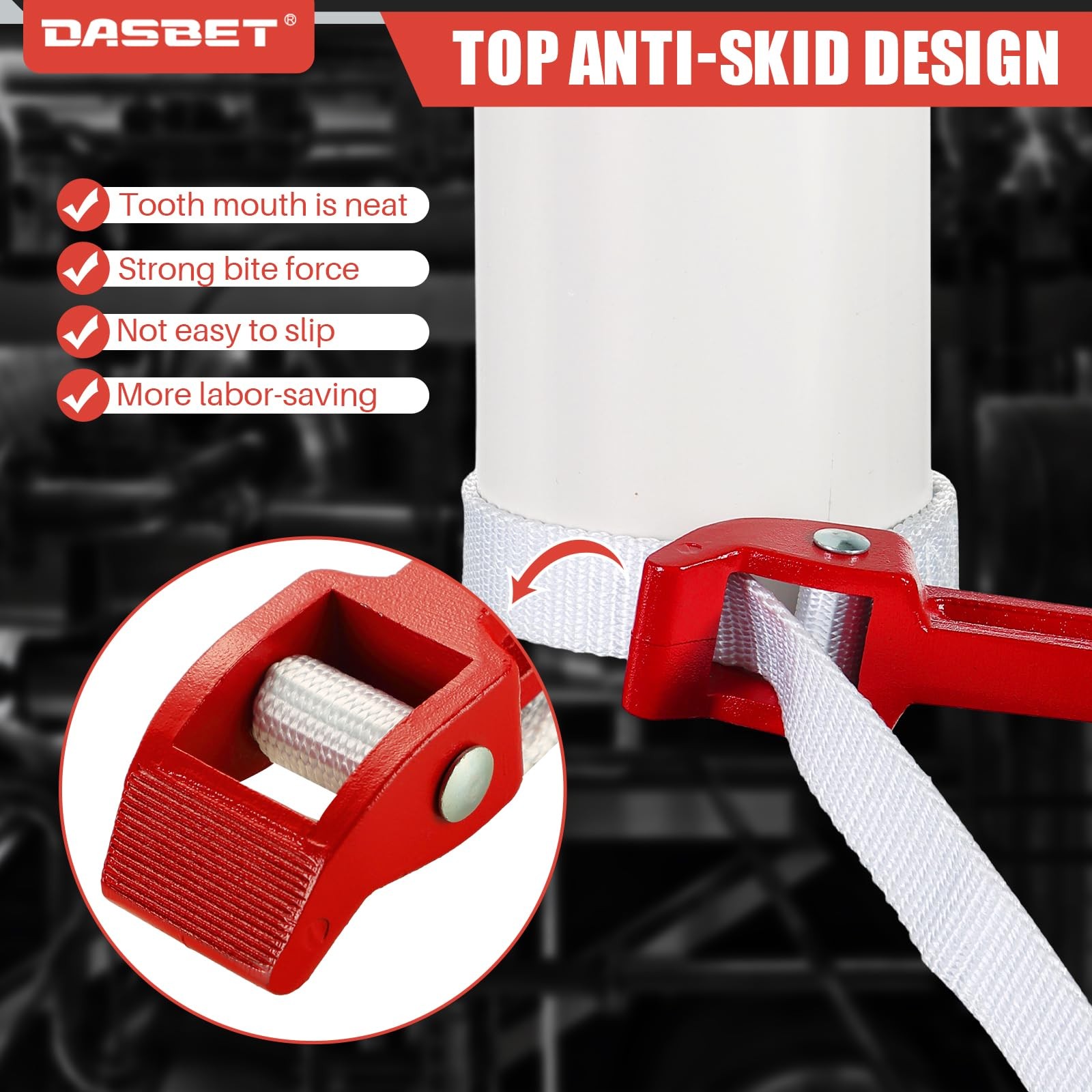 DASBET 12 Inch Strap Wrench Pipe Adjustable