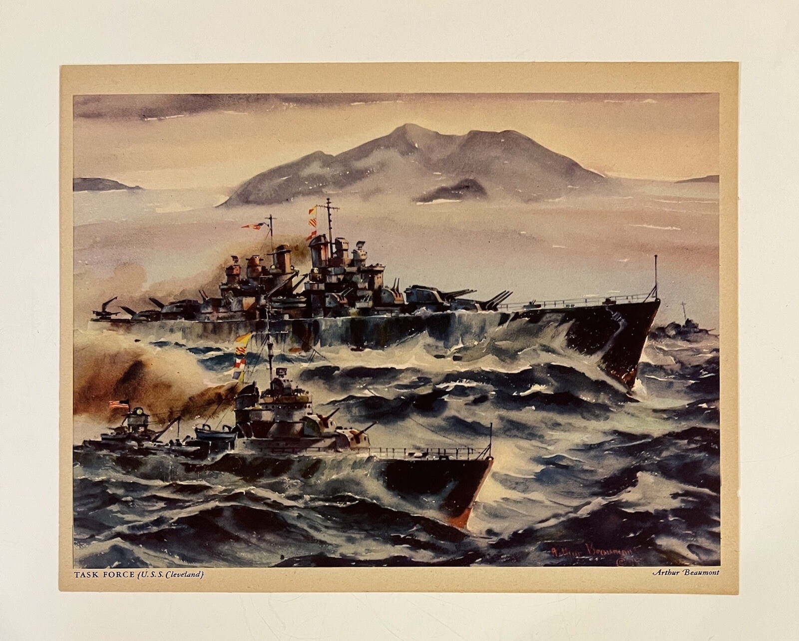 Arthur Beaumont Print “Task Force” U.S.S. Cleveland WWII World War 2 8x10