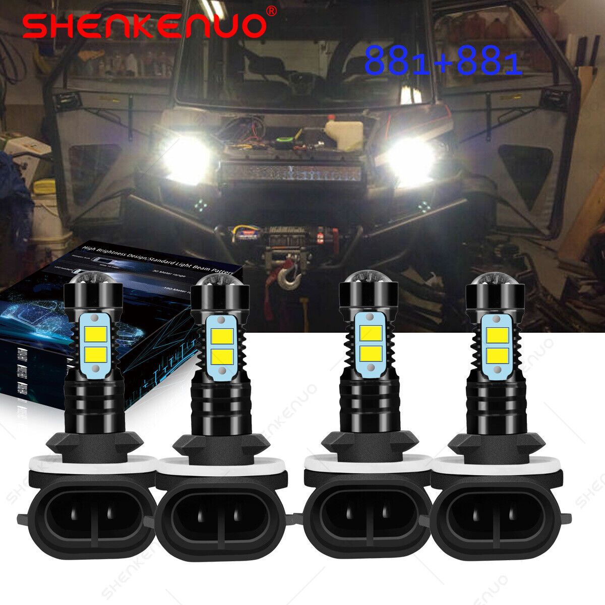 For ARCTIC CAT 400 500 650 700 Headlight HI/Lo Beam LED Light Bulbs 6000k white