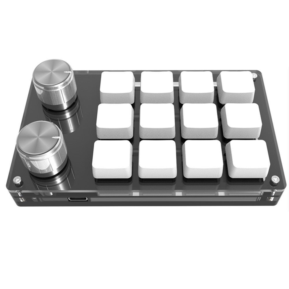 USB-C Mini 12 Keys+2 Knobs Mechanical Keyboard Programmable Keypad Driver-Free