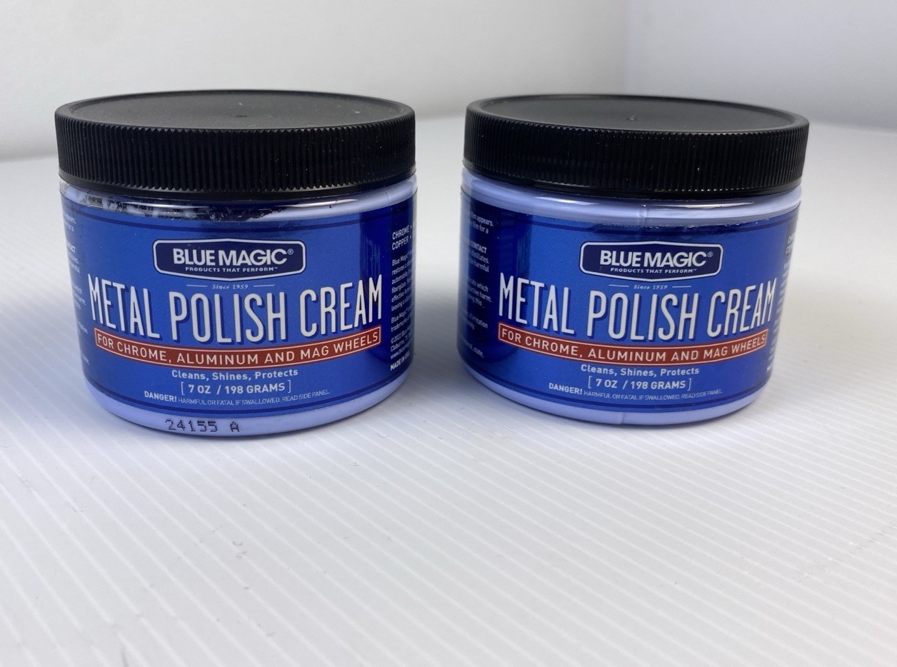 Set Of 2 BLUE MAGIC Metal Polish Cream Tubs 7 Oz Exp 12/28 For Chrome, Aluminum