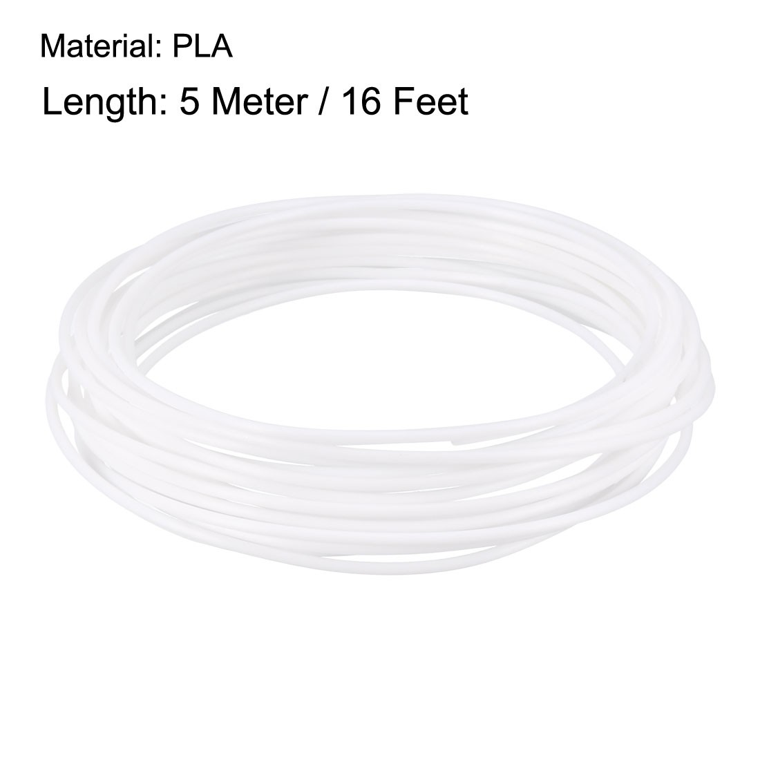 5 Meter/16 Ft PLA 3D Pen/3D Printer Filament, 1.75 mm White