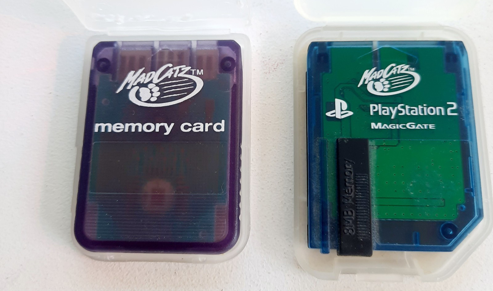 Lot of 2 Genuine MadCatz Memory Cards For Sony PlayStation Game System Untested
