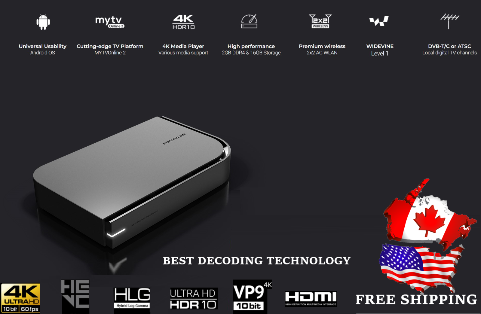Formuler CC Android-based OTT 4K Streamer - Bonus Indoor Antenna