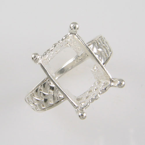 PRE-NOTCHED VINTAGE 14X10 EMERALD CUT SOLITAIRE RING STERLING SILVER CR5085SS