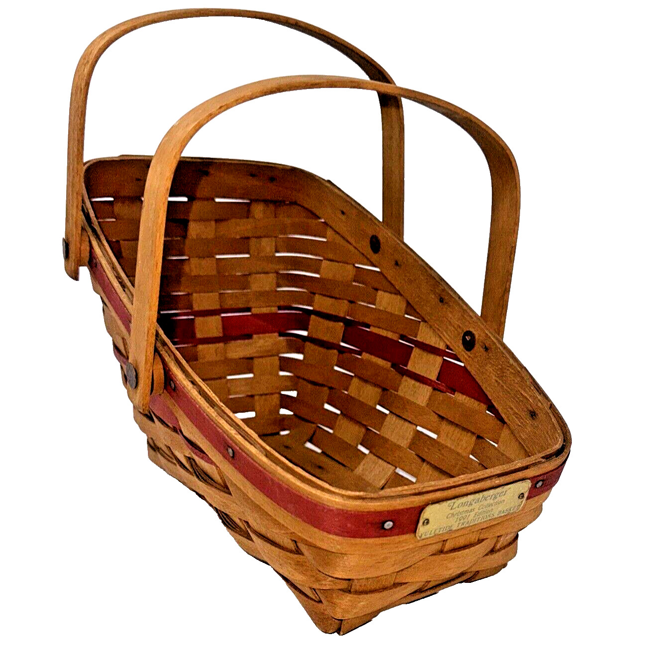 Longaberger 1991 Yuletide Traditions Slanted 2 Handles 13" x 8" Basket