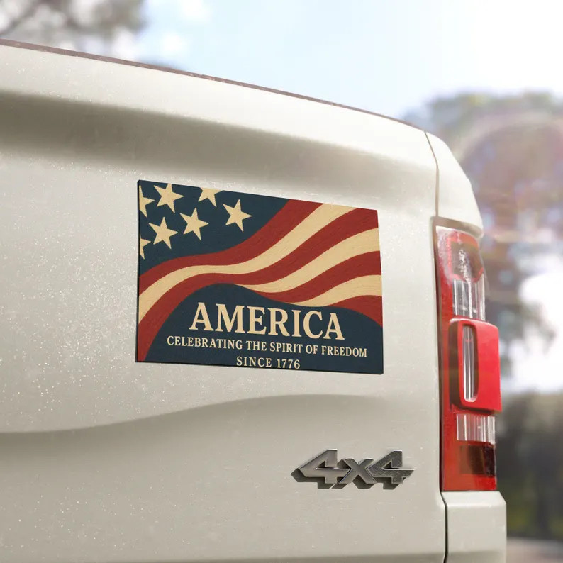 Patriotic Birthday Car Magnet America Celebration Decor