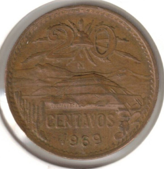 1969 Mexico Circulated Twenty Centavo Coin